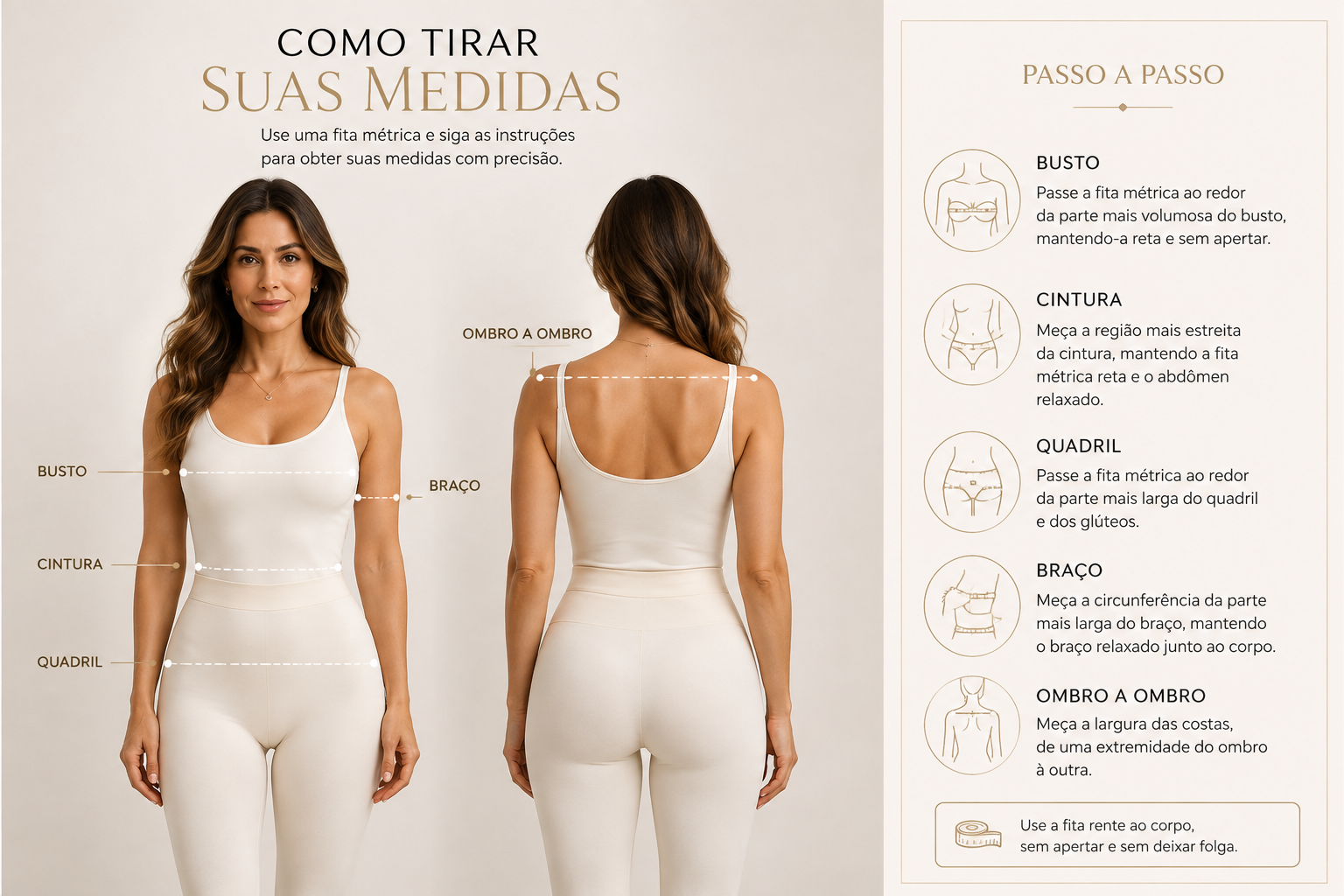 Orientação visual para tirar as medidas